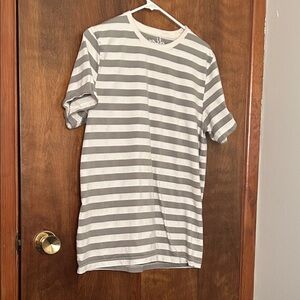 Denim & Flower Gray and White Striped Tee